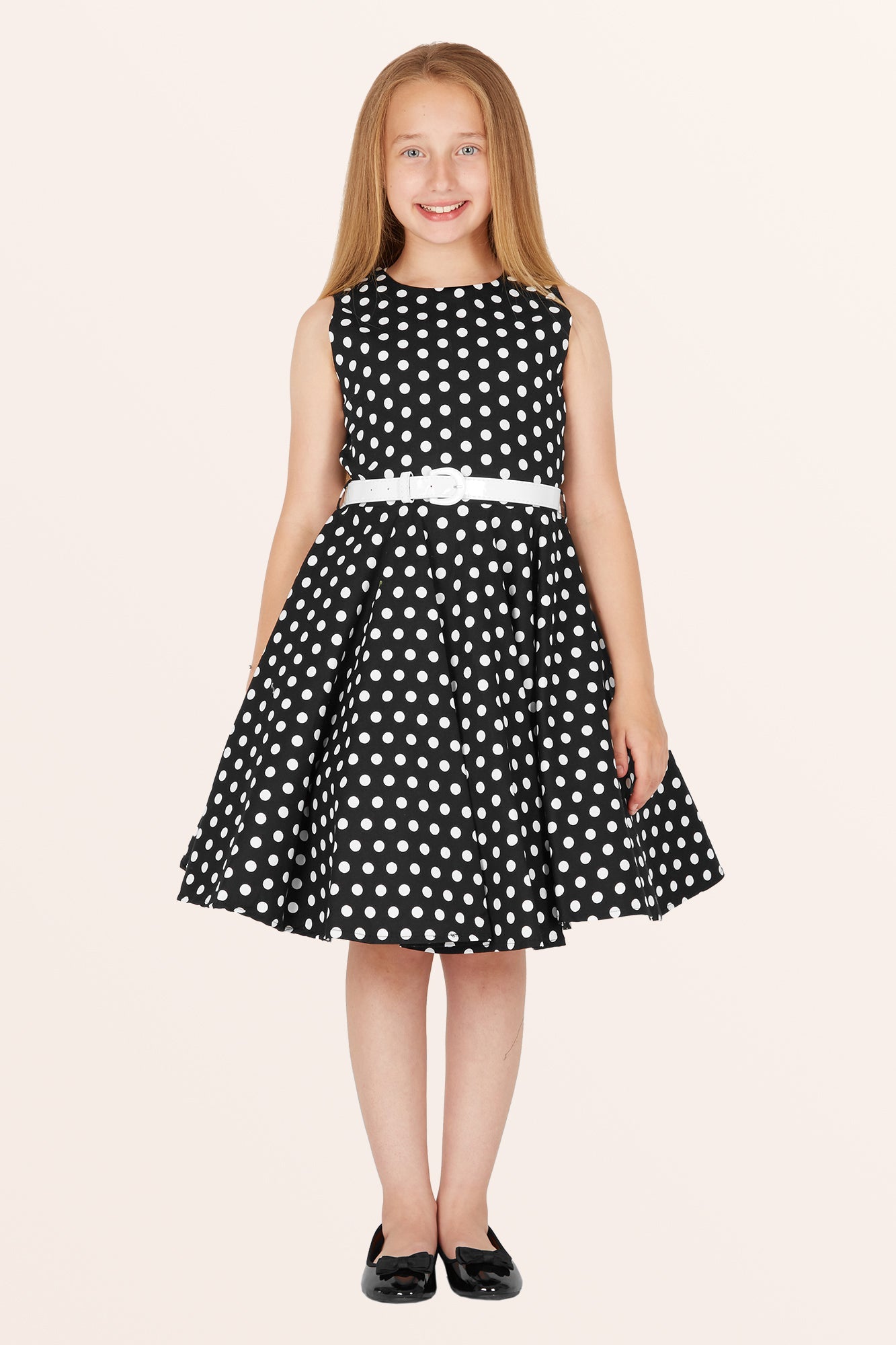 Kids Audrey Polka Dot Dress - Black