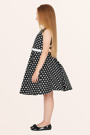Kids Audrey Polka Dot Dress - Black