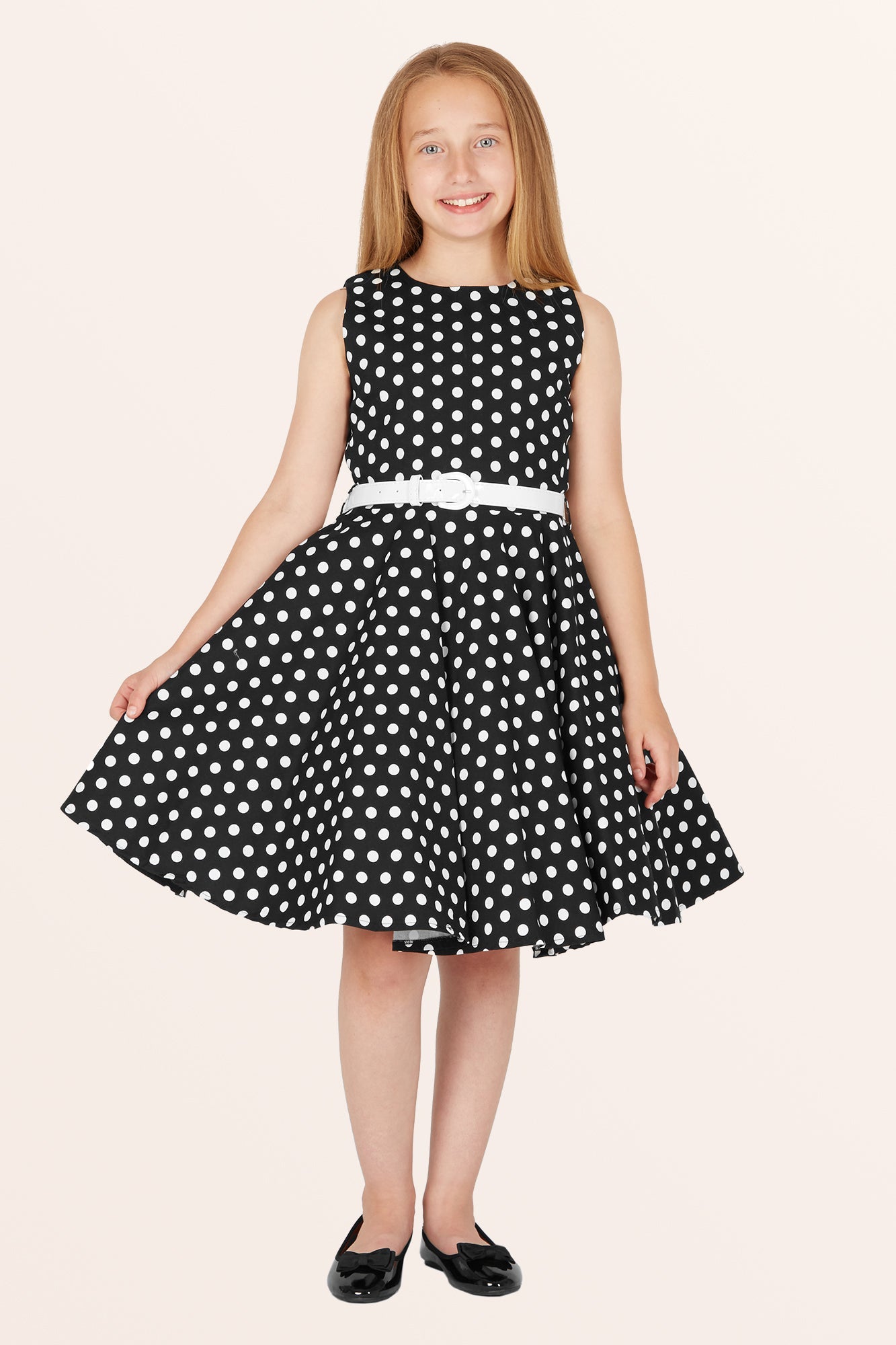 Kids Audrey Polka Dot Dress - Black