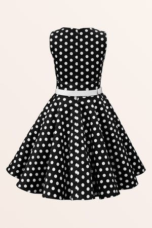 Kids Audrey Polka Dot Dress - Black