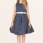 Kids Audrey Polka Dot Dress - Midnight Blue