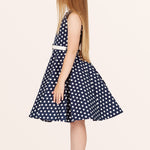 Kids Audrey Polka Dot Dress - Midnight Blue