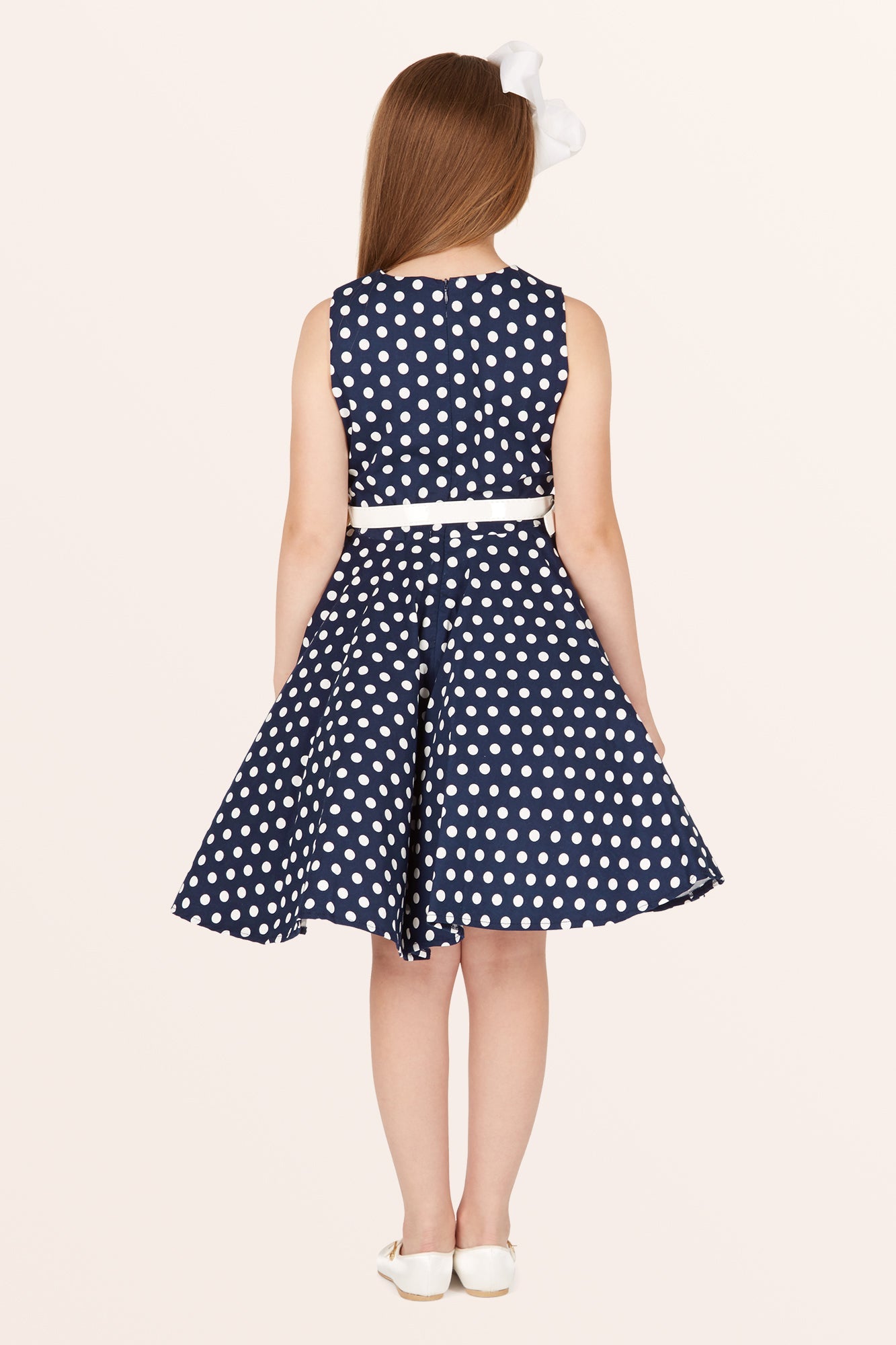Kids Audrey Polka Dot Dress - Midnight Blue