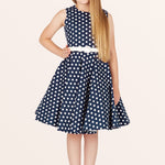 Kids Audrey Polka Dot Dress - Midnight Blue