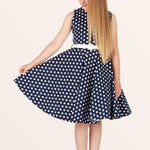 Kids Audrey Polka Dot Dress - Midnight Blue