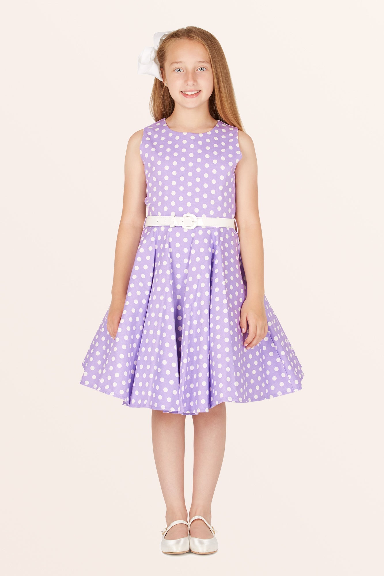 Kids Audrey Polka Dot Dress - Purple