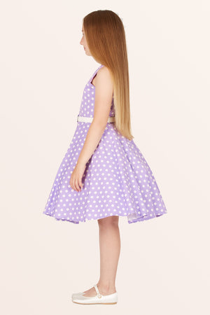 Kids Audrey Polka Dot Dress - Purple