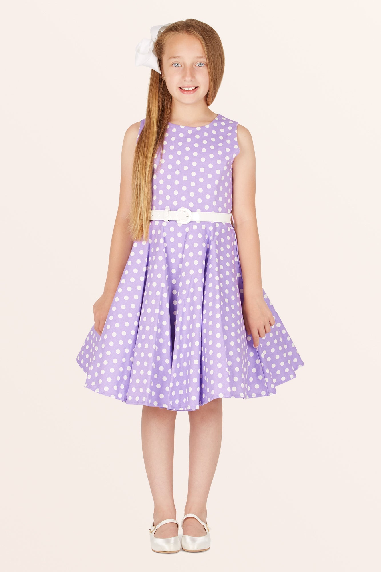 Kids Audrey Polka Dot Dress - Purple