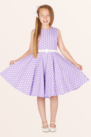 Kids Audrey Polka Dot Dress - Purple