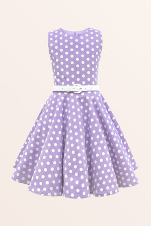 Kids Audrey Polka Dot Dress - Purple
