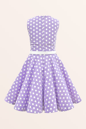 Kids Audrey Polka Dot Dress - Purple