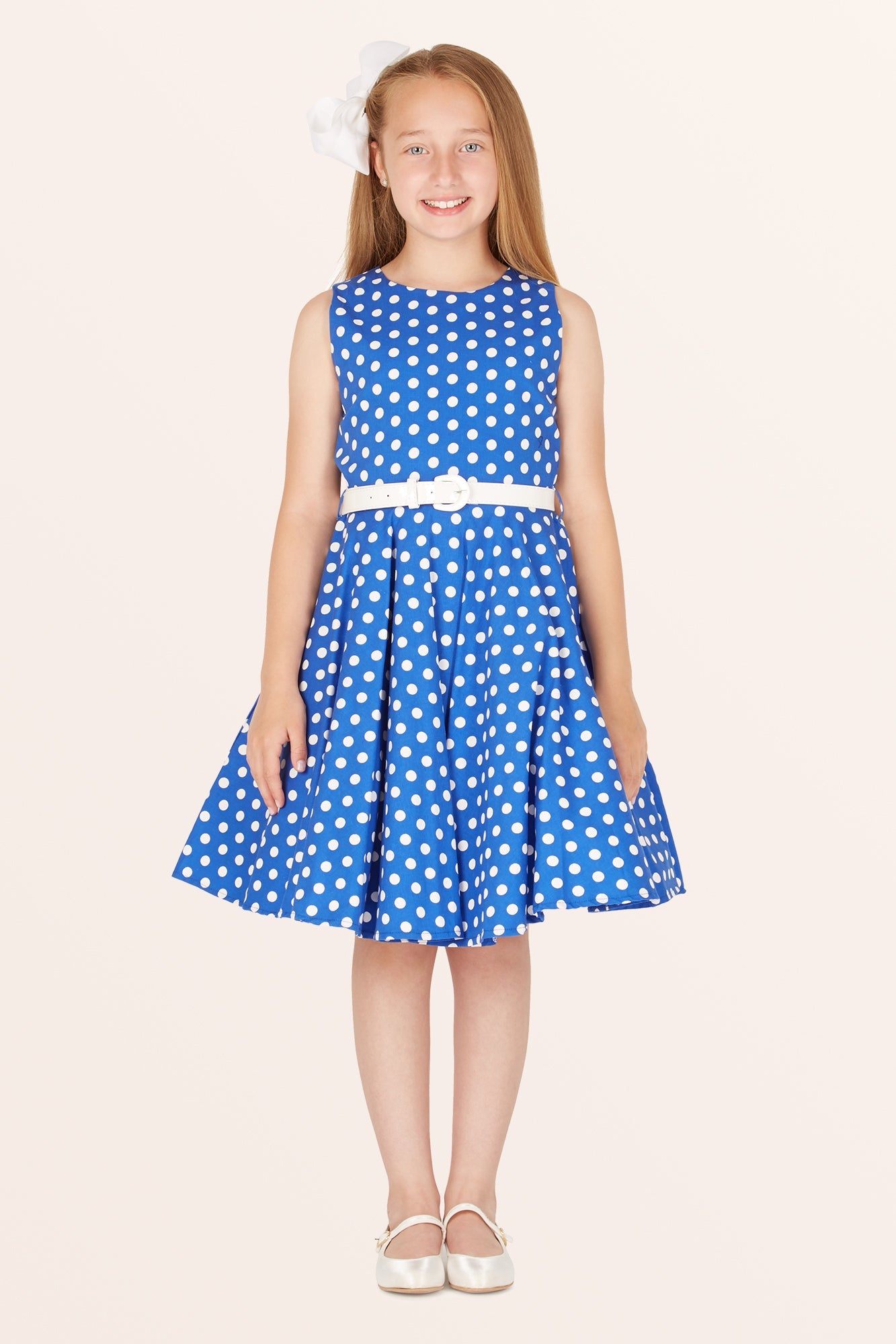 Kids Audrey Polka Dot Dress - Royal Blue