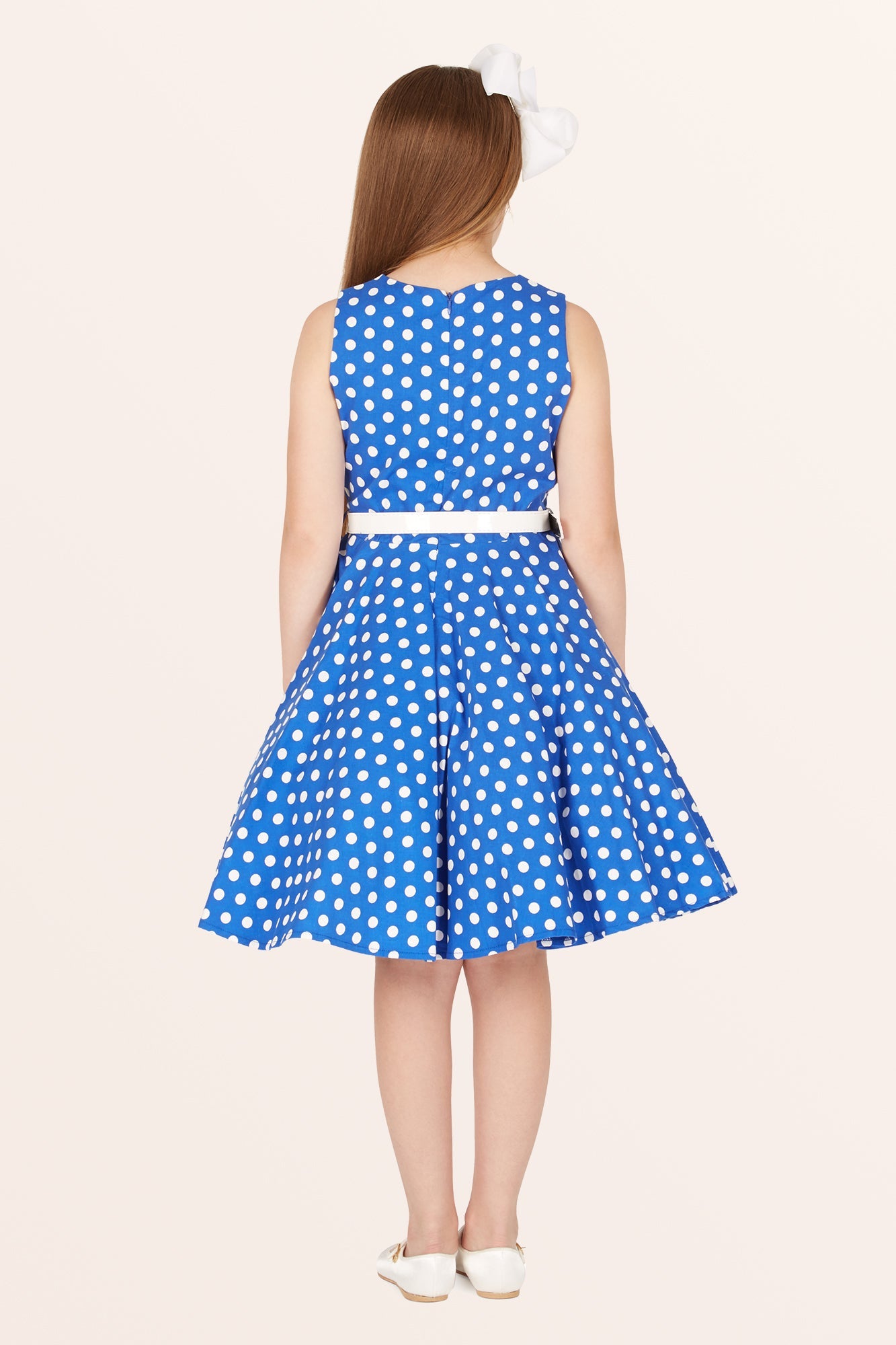 Kids Audrey Polka Dot Dress - Royal Blue