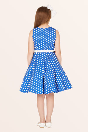 Kids Audrey Polka Dot Dress - Royal Blue
