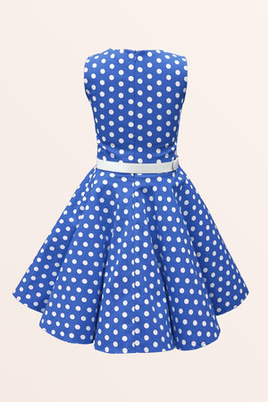 Kids Audrey Polka Dot Dress - Royal Blue