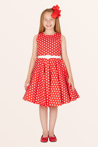 Kids Audrey Polka Dot Dress - Red