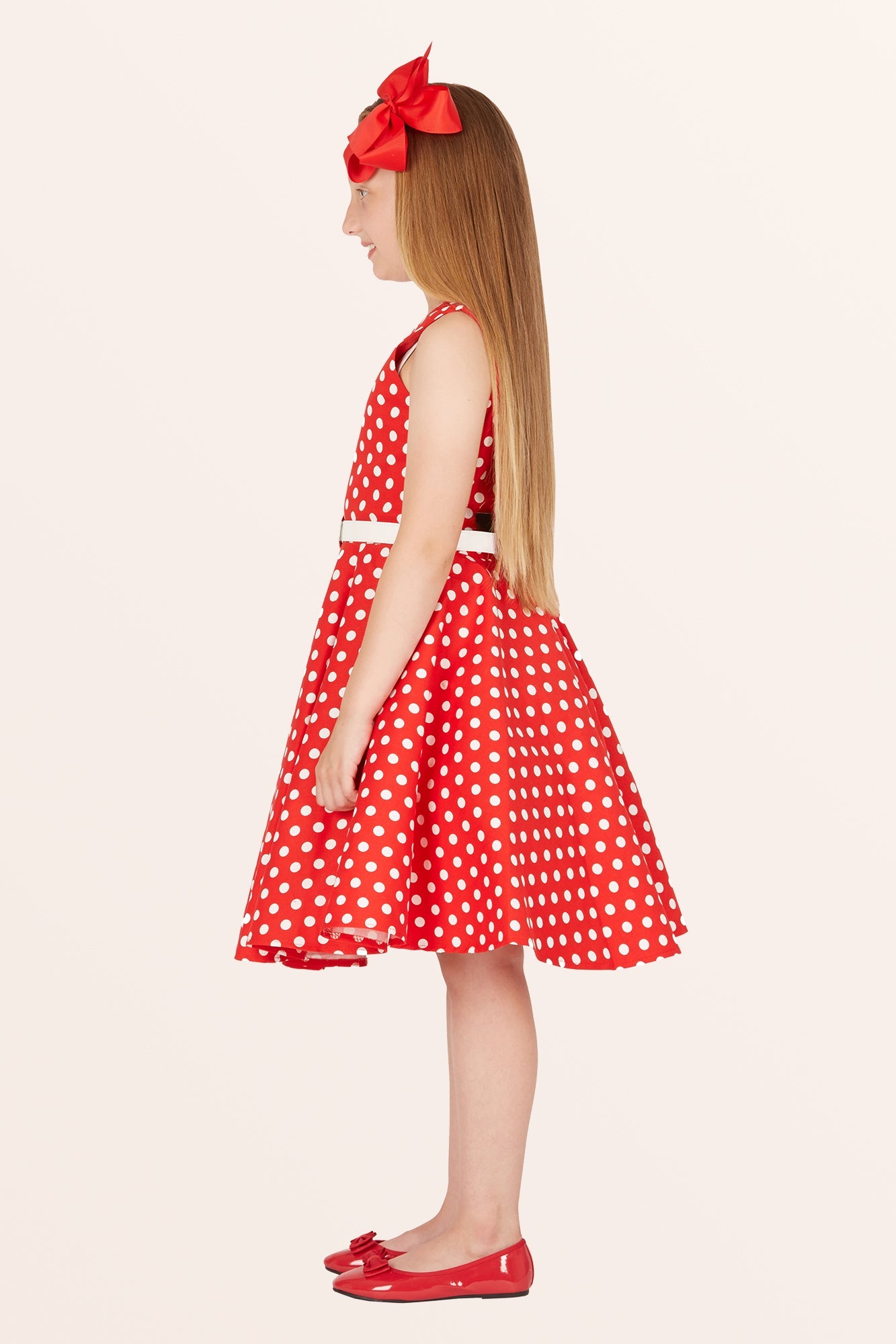Kids Audrey Polka Dot Dress - Red