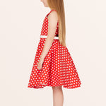 Kids Audrey Polka Dot Dress - Red
