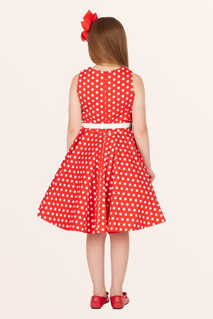 Kids Audrey Polka Dot Dress - Red