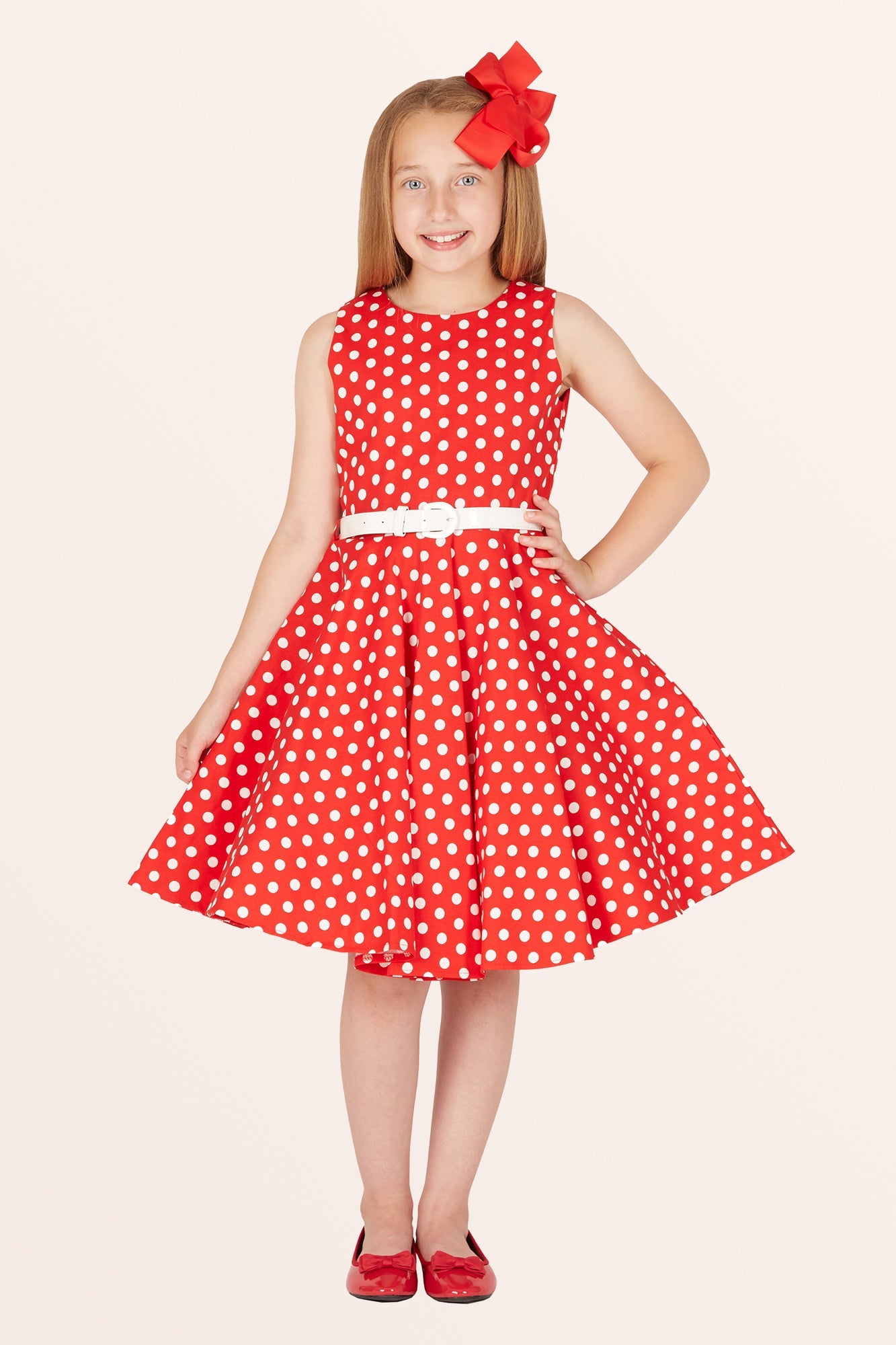 Kids Audrey Polka Dot Dress - Red