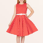 Kids Audrey Polka Dot Dress - Red