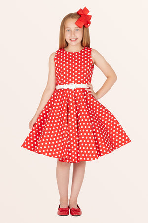 Kids Audrey Polka Dot Dress - Red