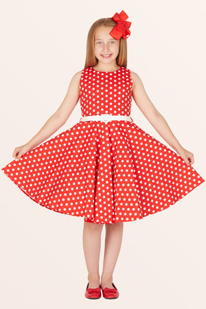 Kids Audrey Polka Dot Dress - Red