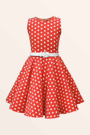 Kids Audrey Polka Dot Dress - Red