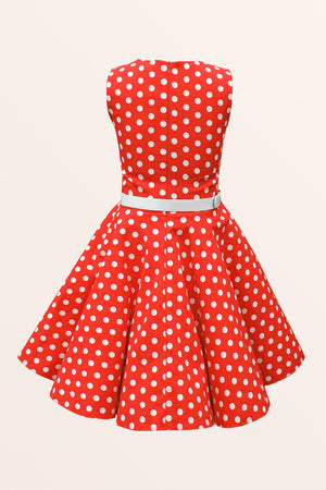 Kids Audrey Polka Dot Dress - Red