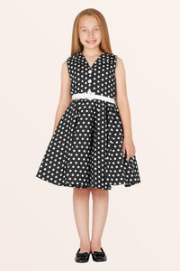 Kids Holly Polka Dot Dress - Black