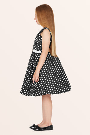 Kids Holly Polka Dot Dress - Black