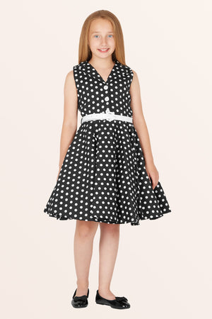Kids Holly Polka Dot Dress - Black