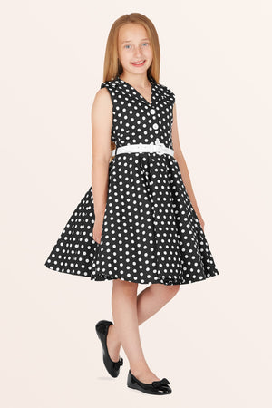 Kids Holly Polka Dot Dress - Black