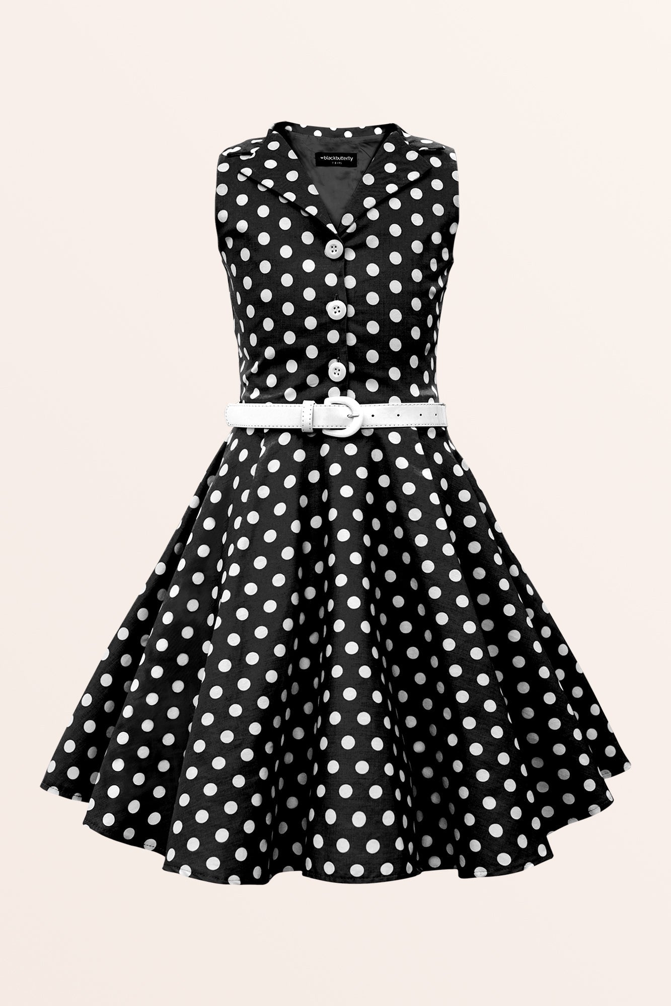 Kids Holly Polka Dot Dress - Black