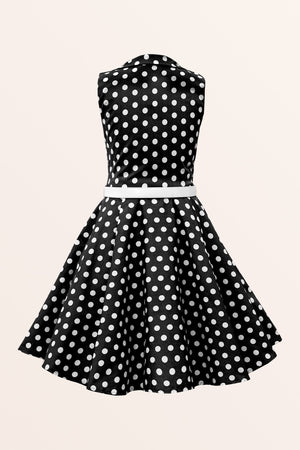 Kids Holly Polka Dot Dress - Black