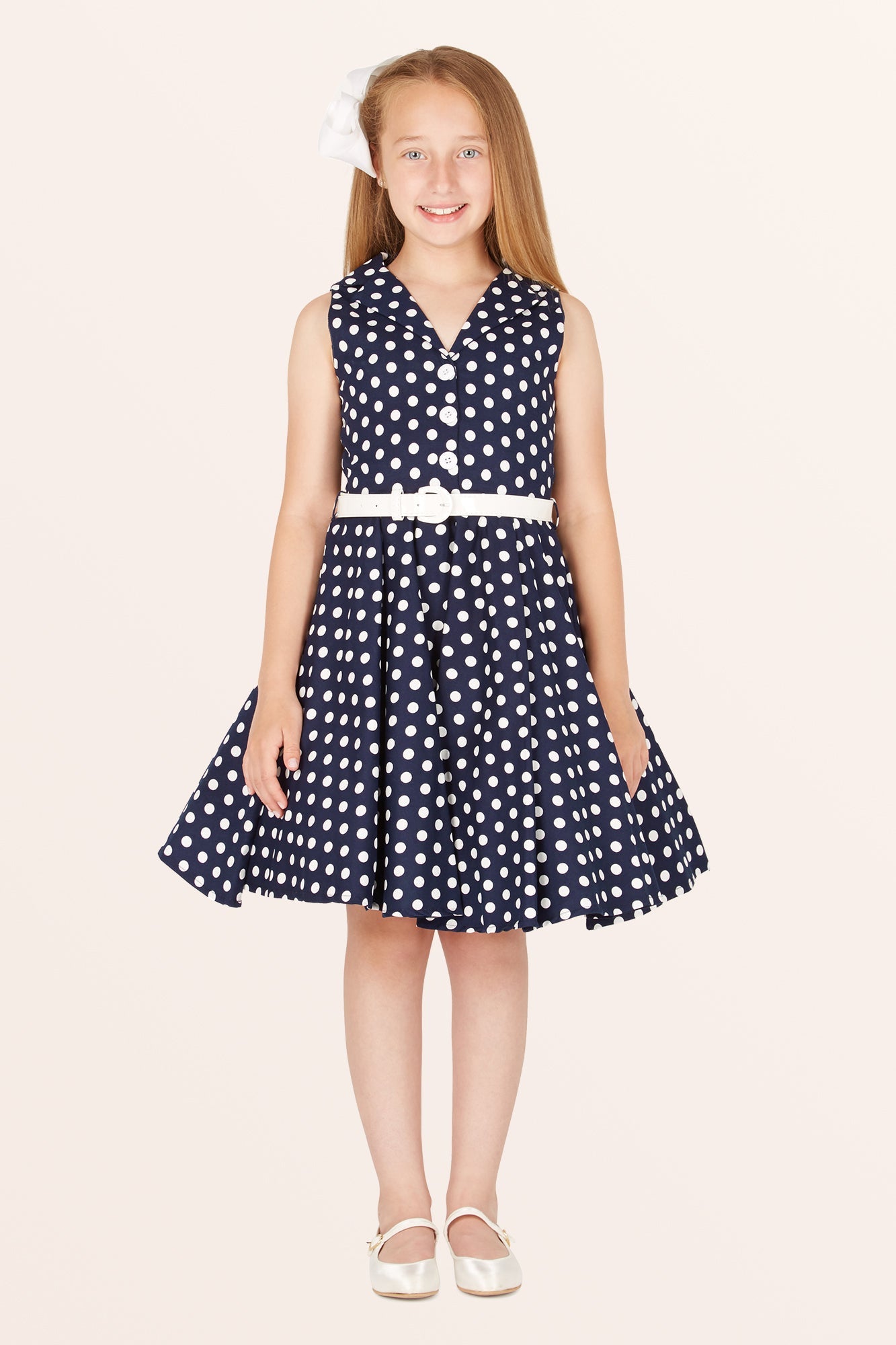 Kids Holly Polka Dot Dress - Midnight Blue