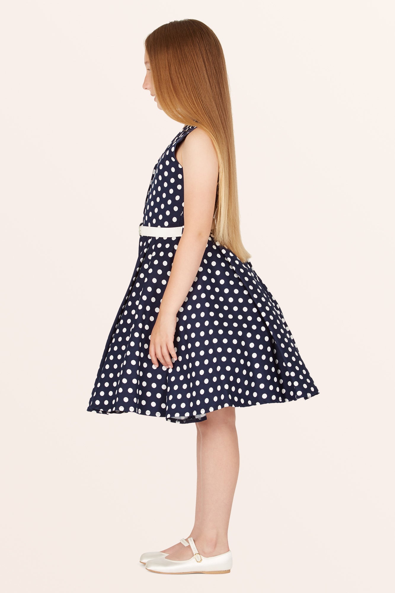 Kids Holly Polka Dot Dress - Midnight Blue