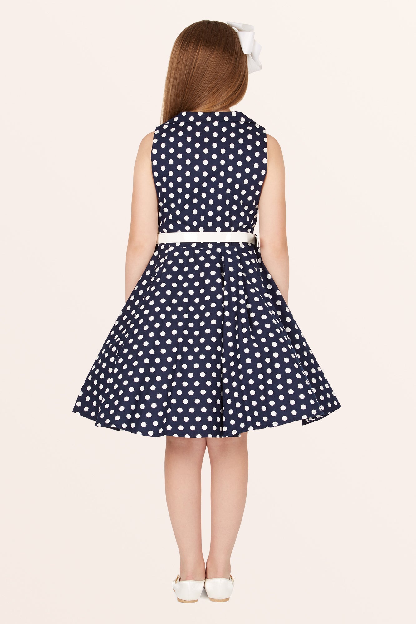 Kids Holly Polka Dot Dress - Midnight Blue