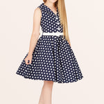 Kids Holly Polka Dot Dress - Midnight Blue