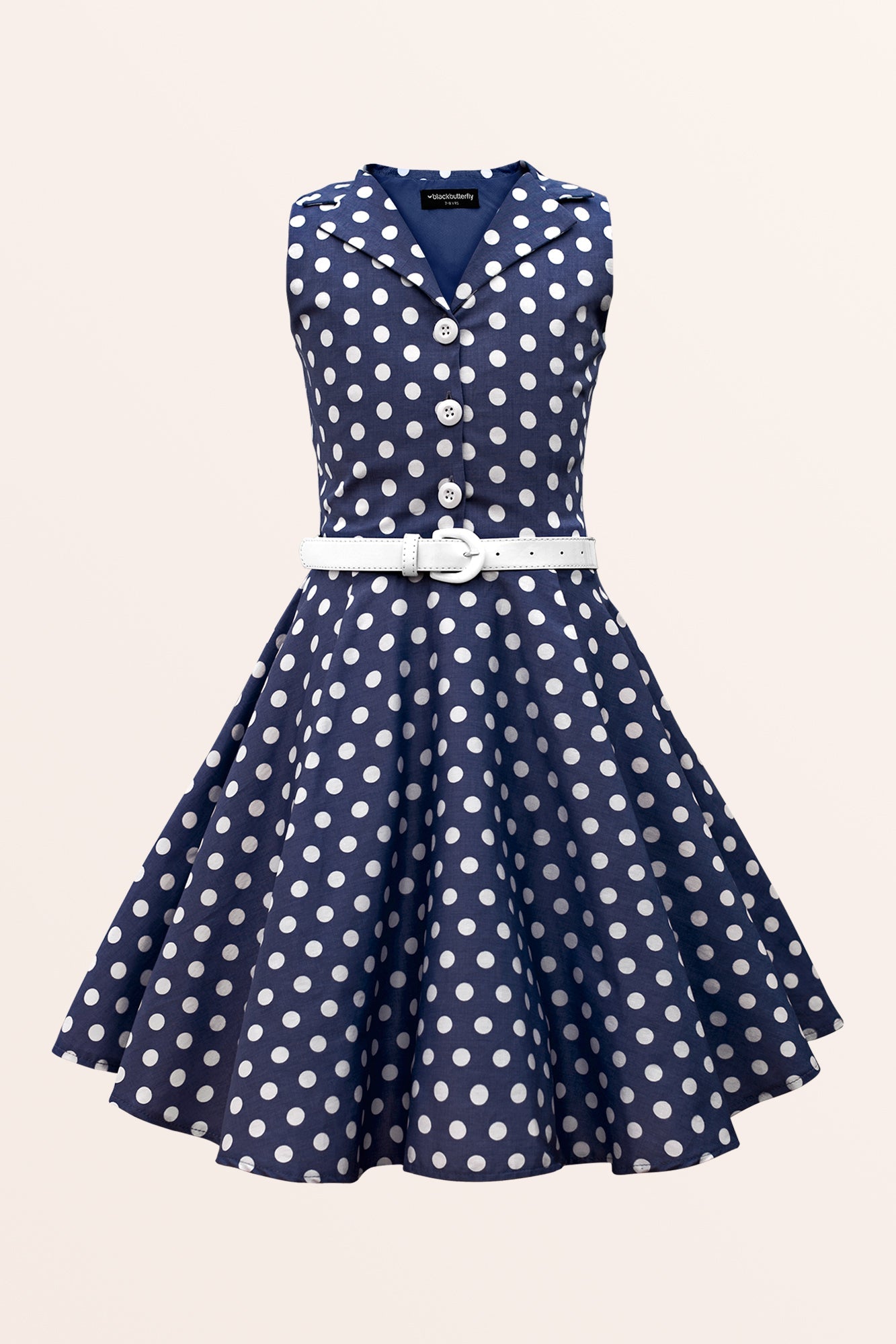 Kids Holly Polka Dot Dress - Midnight Blue