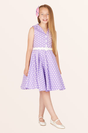 Kids Holly Polka Dot Dress - Purple