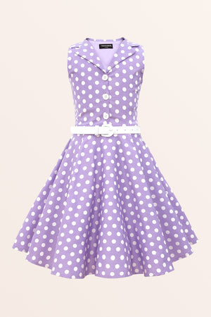 Kids Holly Polka Dot Dress - Purple