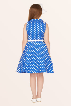 Kids Holly Polka Dot Dress - Royal Blue