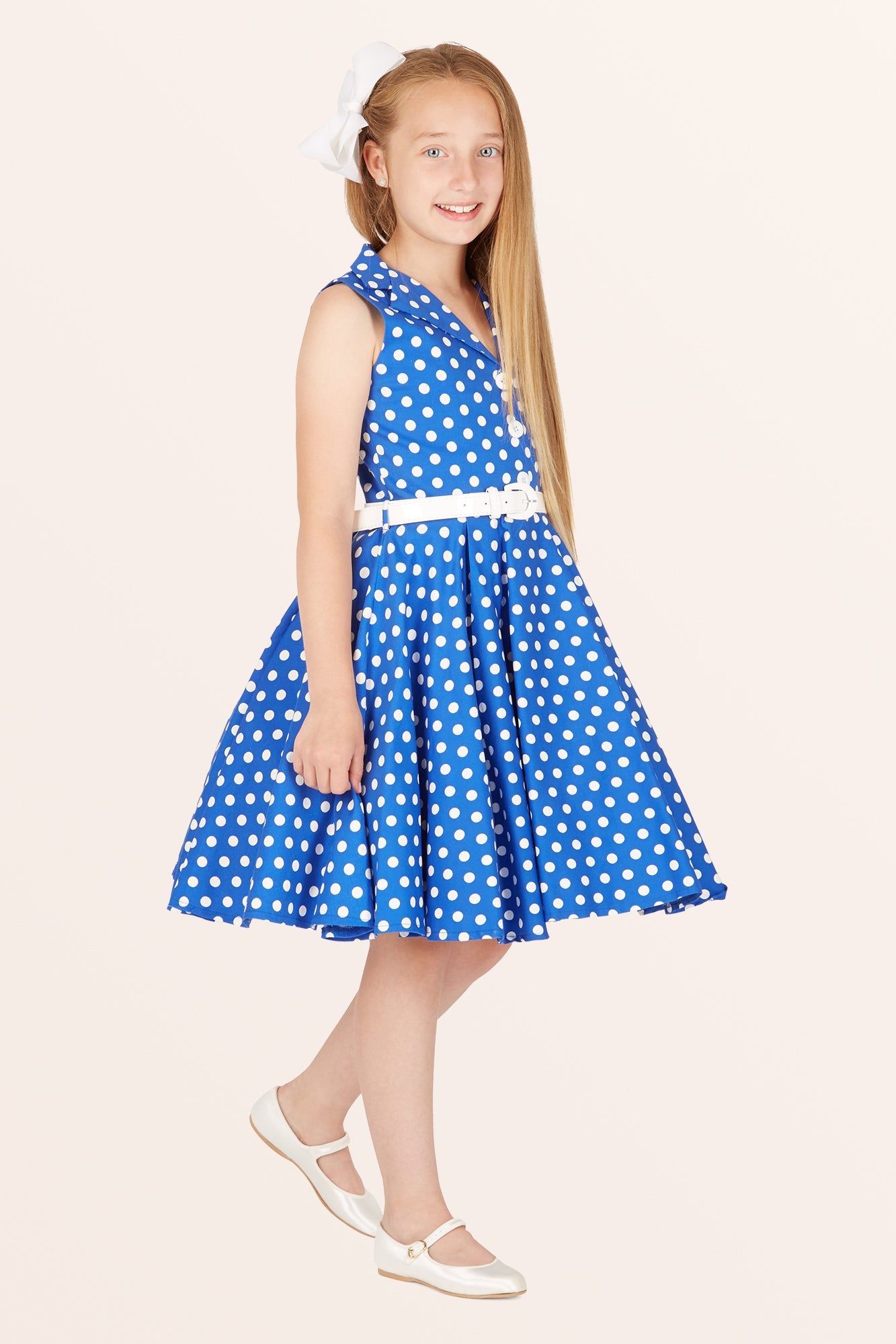 Kids Holly Polka Dot Dress - Royal Blue