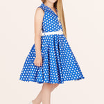 Kids Holly Polka Dot Dress - Royal Blue