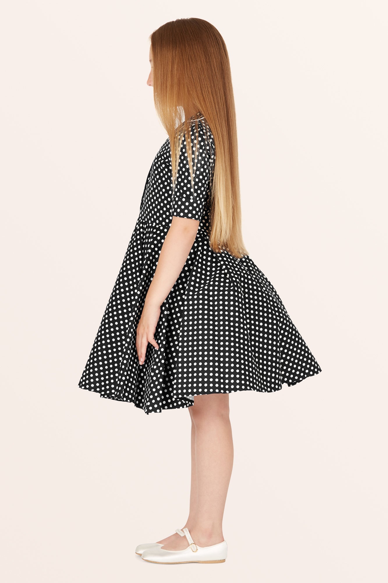 Kids Sabrina Polka Dot Dress - Black