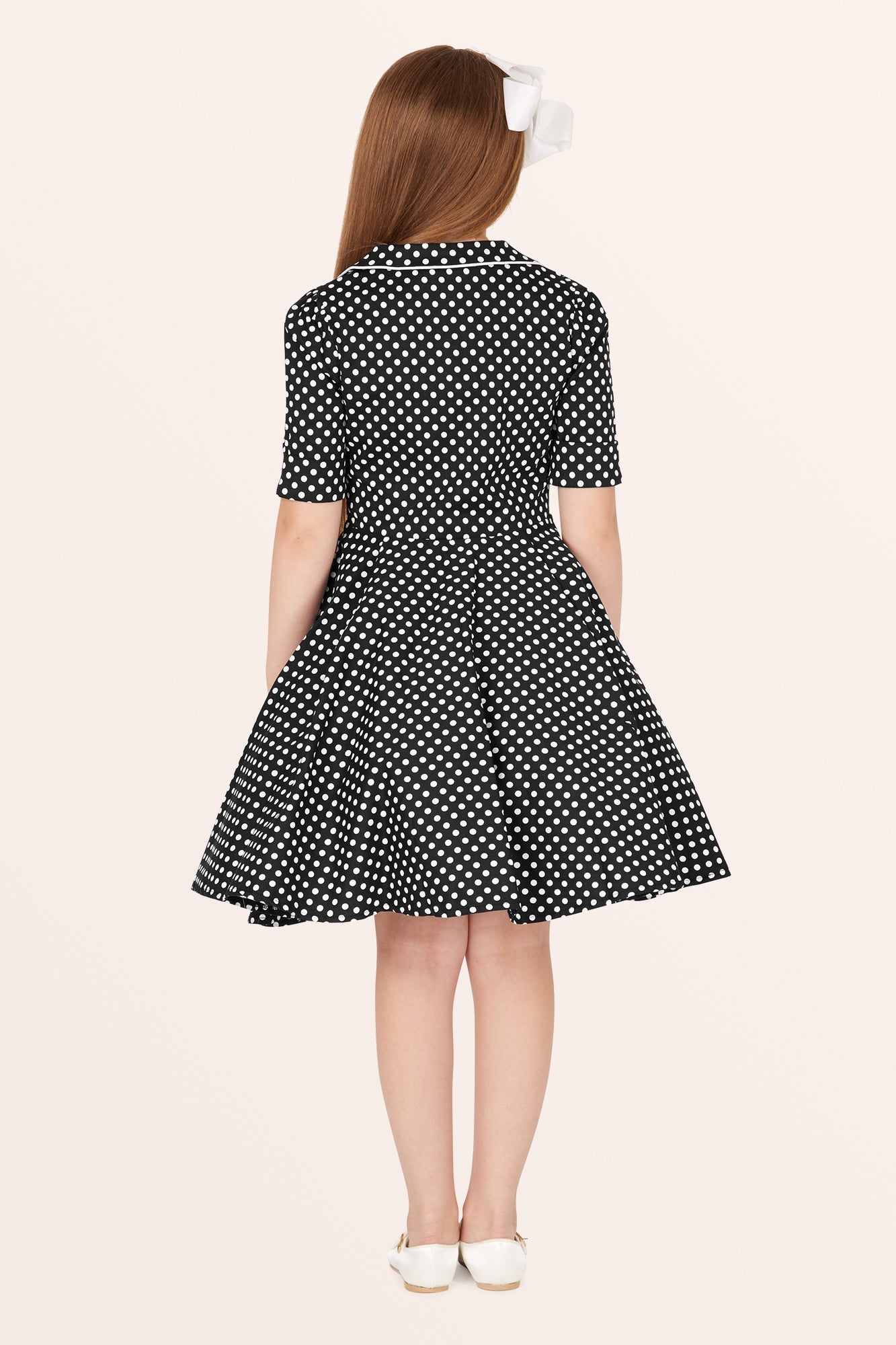 Kids Sabrina Polka Dot Dress - Black