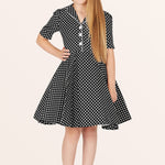 Kids Sabrina Polka Dot Dress - Black