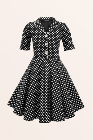 Kids Sabrina Polka Dot Dress - Black