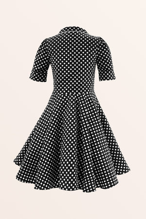 Kids Sabrina Polka Dot Dress - Black